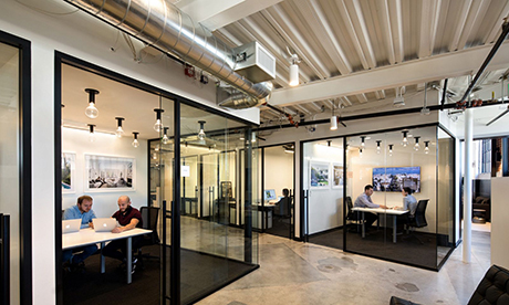 Hallway inside an office.
